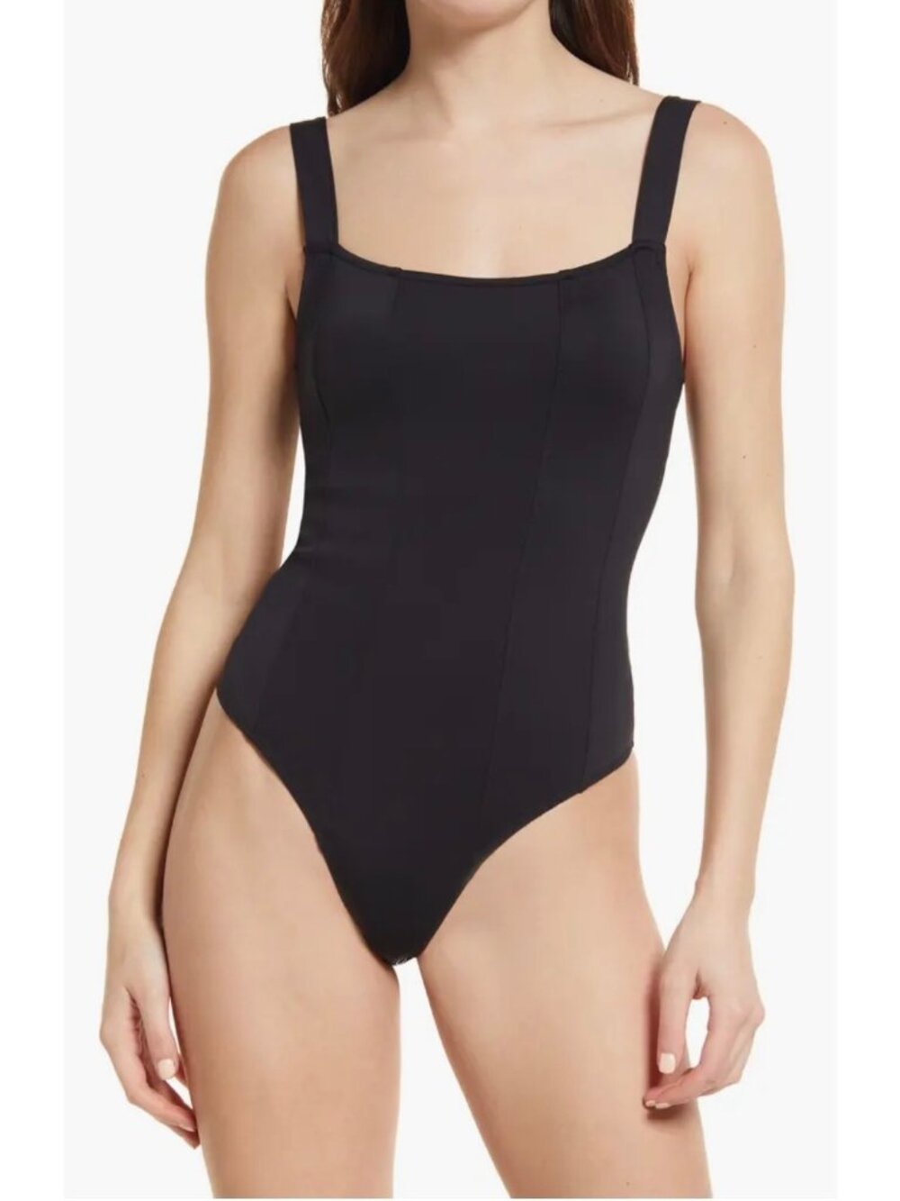 GOOD AMERICAN Solid Black Sleeveless Contour Women's Bodysuit Size Small